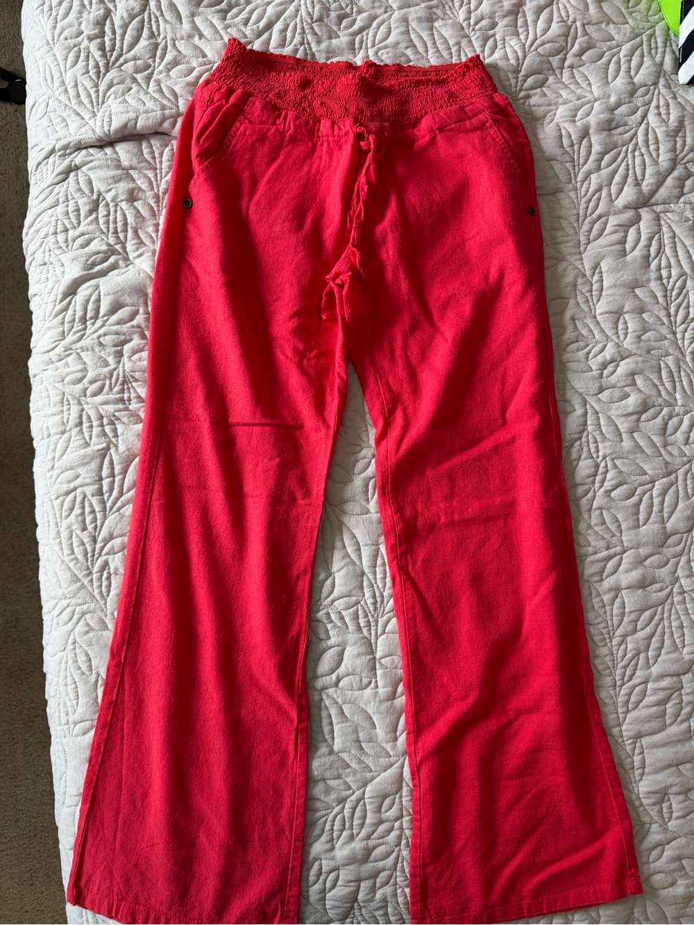 Wide leg coral colored pants